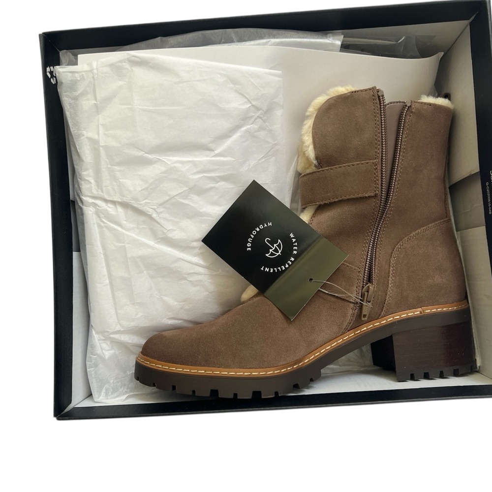 Tristan Brown Winter Rain Boots with Chunky Heel